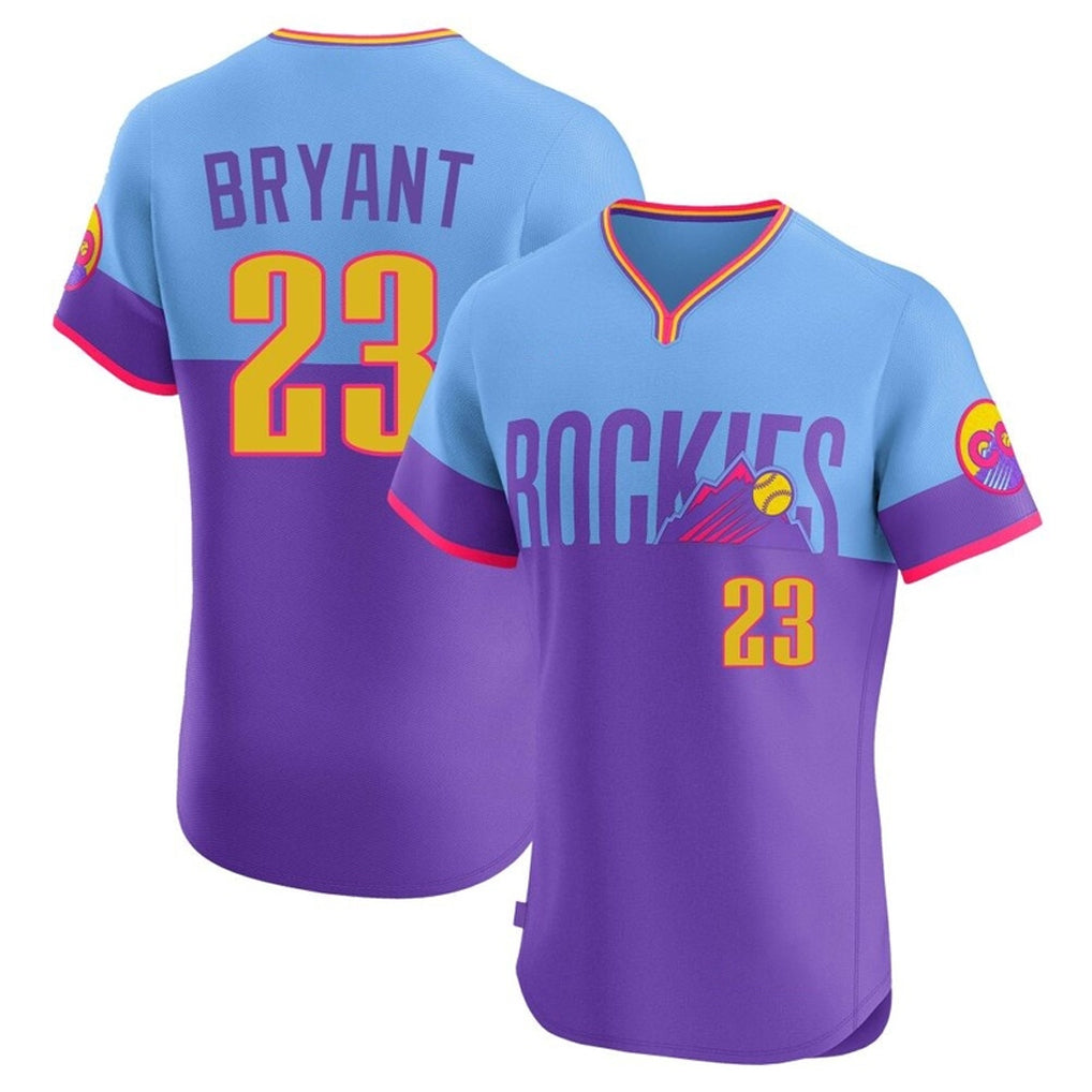 C.Rockies #23 Kris Bryant Player Purple-Light Blue City Connect Limited Elite Home T-shirt Qdoa Stitched Jerseys