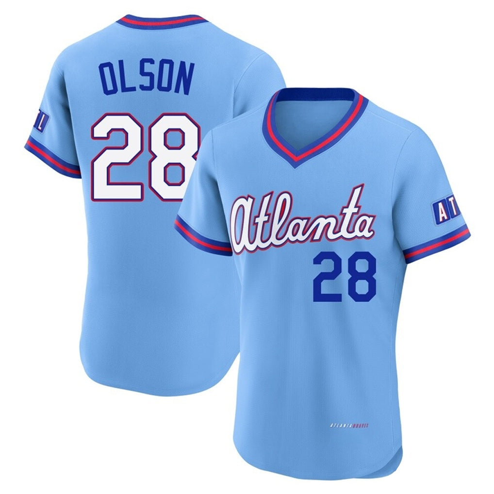A.Braves #28 Matt Olson Player Powder Blue 2026 City Connect T-shirt Limited Elite Home Game Qdoa Stitched Jerseys