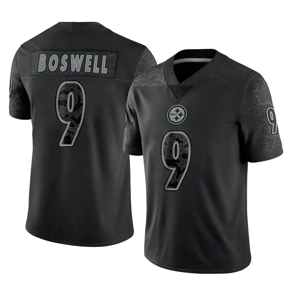 P.Steelers #9 Chris Boswell Player Black Reflective Limited Home Game Qdoa Stitched Jerseys