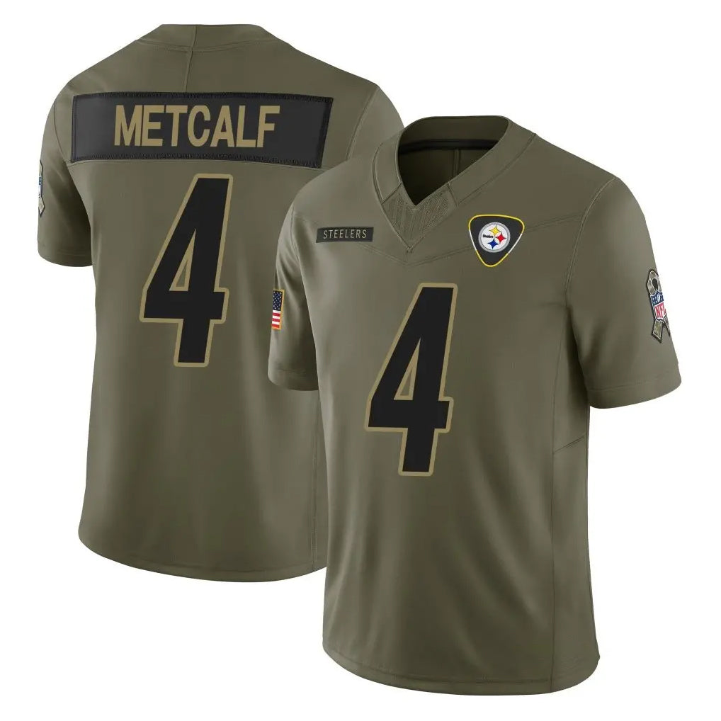 P.Steelers #4 DK Metcalf Player Olive 2025 Salute To Service Limited Home Game Qdoa Stitched Jerseys