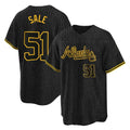 A.Braves #51 Chris Sale Player Black Snake Skin City Home Game Qdoa Stitched Jerseys