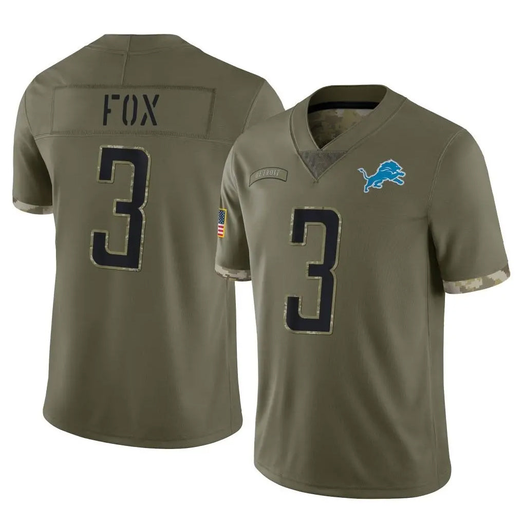 D.Lions #3 Jack Fox Player Olive Salute To Service Limited Qdoa Stitched Jerseys