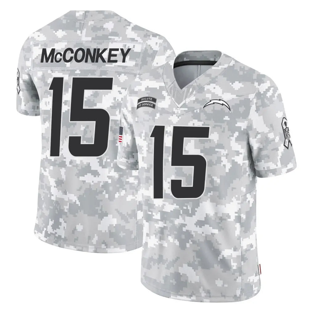 LA.Chargers #15 Ladd McConkey Player Arctic Camo Salute To Service Limited Game Qdoa Stitched Jerseys