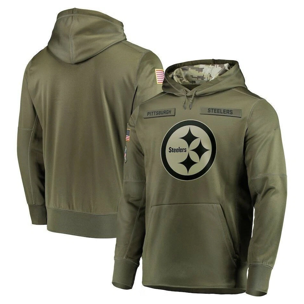 P.Steelers ## Steelers Blank Player Olive Salute to Service Pullover Hoodie Home Game Qdoa Stitched Jerseys