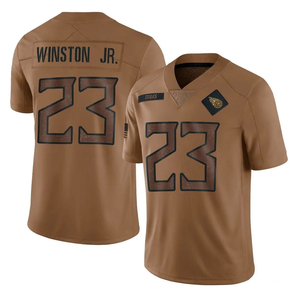 T.Titans #23 Kevin Winston Jr. Player Brown Limited Salute to Service Home Game Qdoa Stitched Jerseys