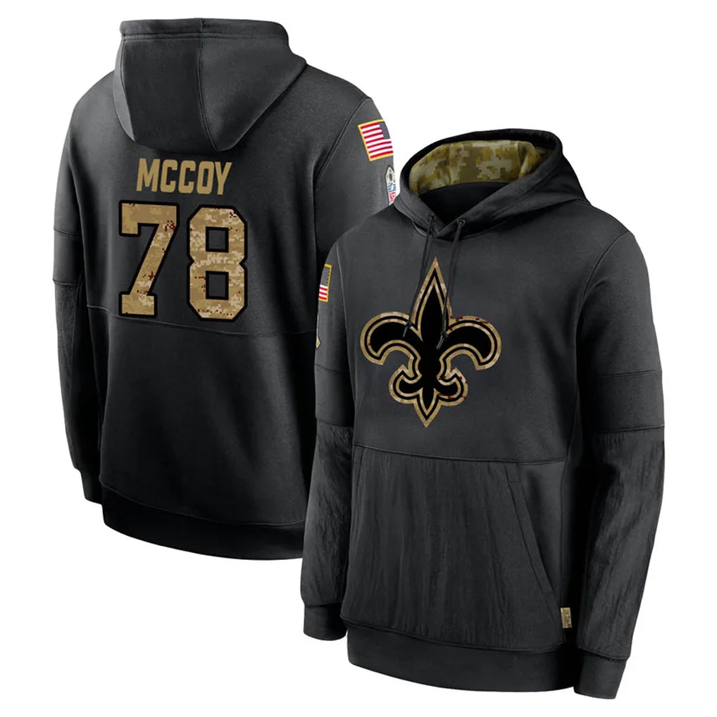 NO.Saints #78 Erik McCoy Player Black Salute to Service Hoodies Limited Game Qdoa Stitched Jerseys