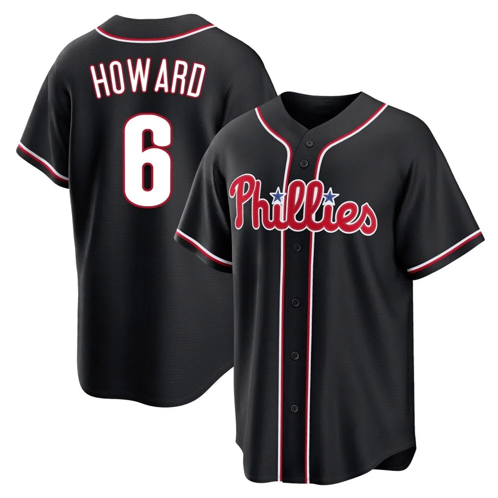 P.Phillies #6 Ryan Howard Player Black Fashion Out Home Game Qdoa Stitched Jerseys