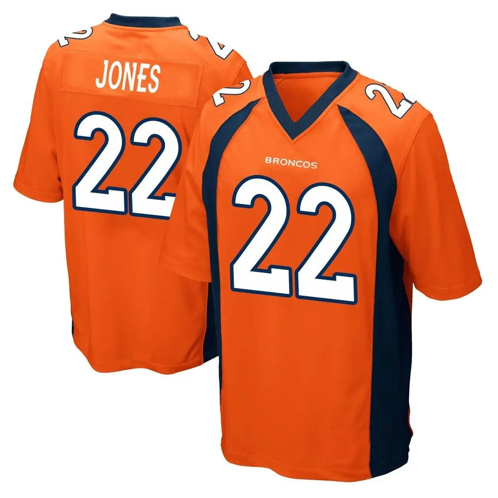 D.Broncos #22 Brandon Jones Player Orange Color Home Game Qdoa Stitched Jerseys