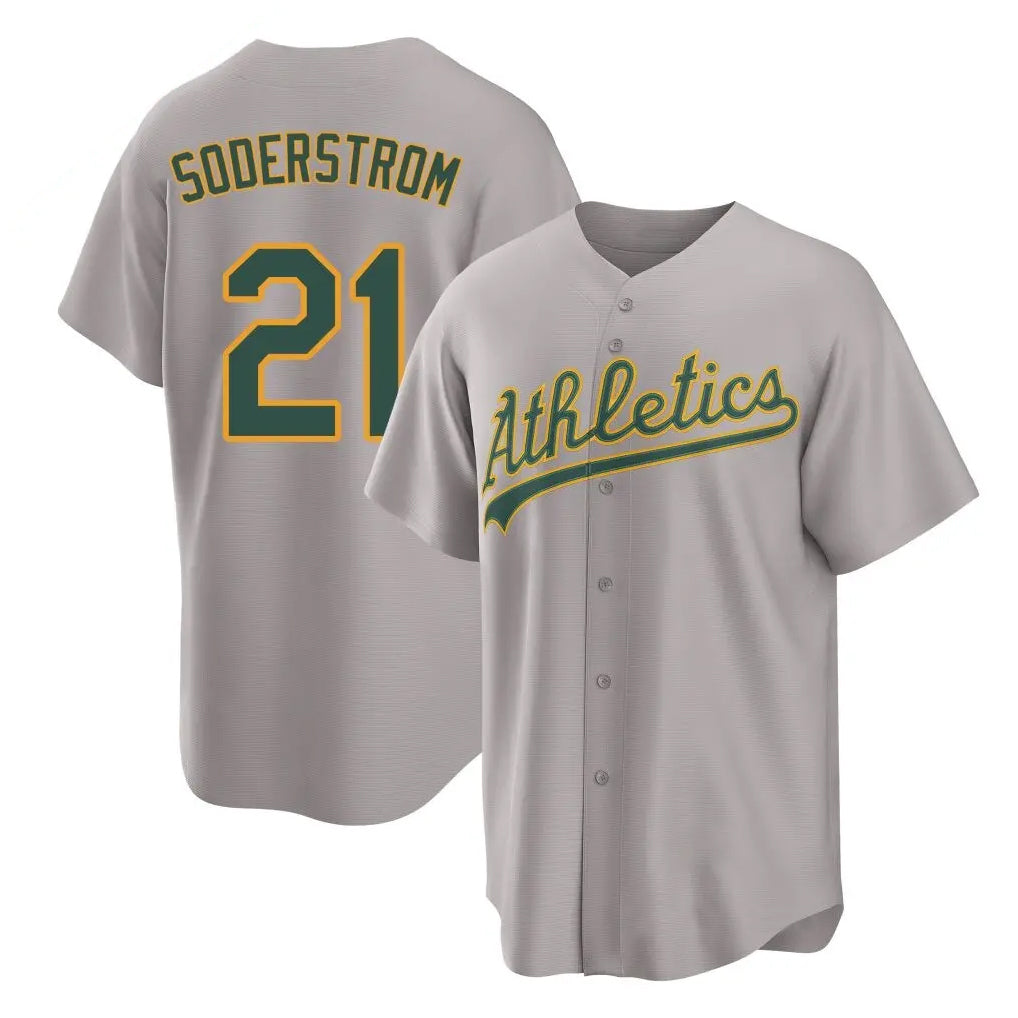 Athletics #21 Tyler Soderstrom Player Gray Home Game Qdoa Stitched Jerseys