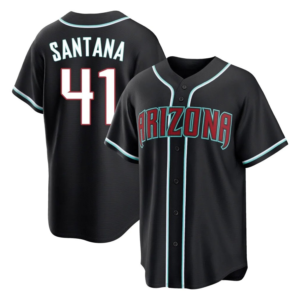 A.Diamondbacks #41 Carlos Santana Player Black Home Game Qdoa Stitched Jerseys