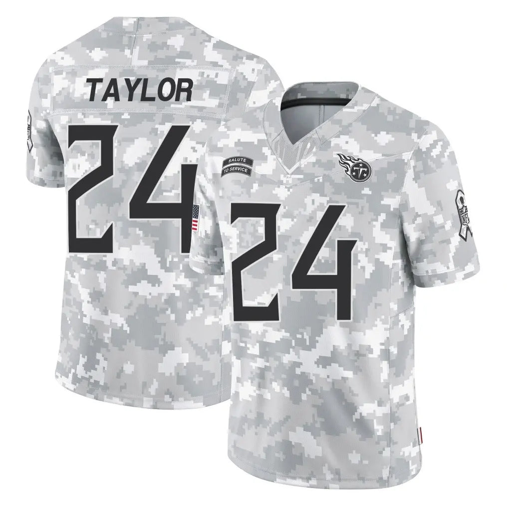 T.Titans #24 Alontae Taylor Player Arctic Camo Limited Salute to Service Home Game Qdoa Stitched Jerseys