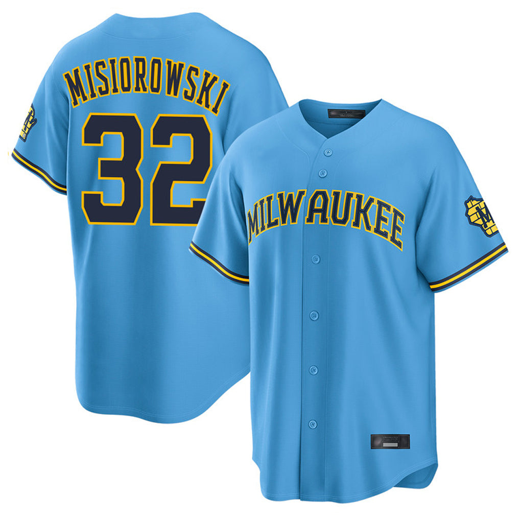 M.Brewers #32 Jacob Misiorowski Player Light Blue Road Stadium Game Qdoa Stitched Jerseys
