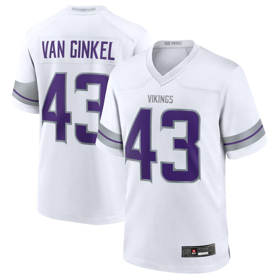Qdoa #43 Andrew Van Ginkel Player MN.Vikings White Alternate Game Stitched Jerseys