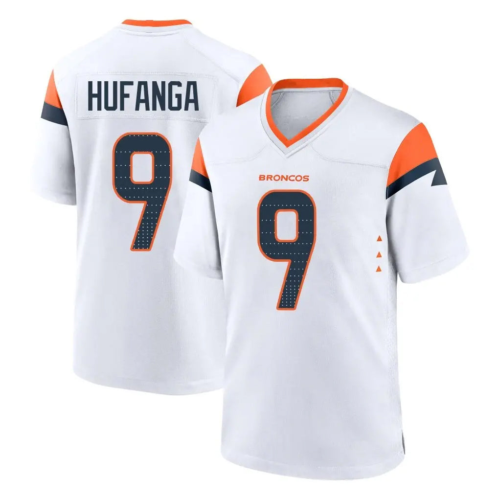 D.Broncos #9 Talanoa Hufanga Player White Home Game Qdoa Stitched Jerseys