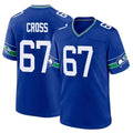 S.Seahawks #67 Charles Cross Player Royal Throwback Home Game Qdoa Stitched Jerseys
