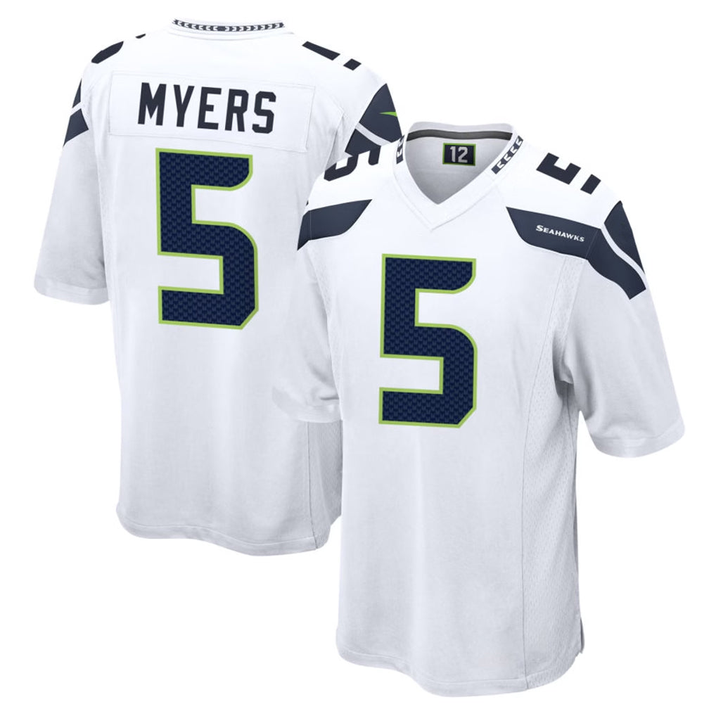 S.Seahawks #5 Jason Myers Player White Home Game Qdoa Stitched Jerseys