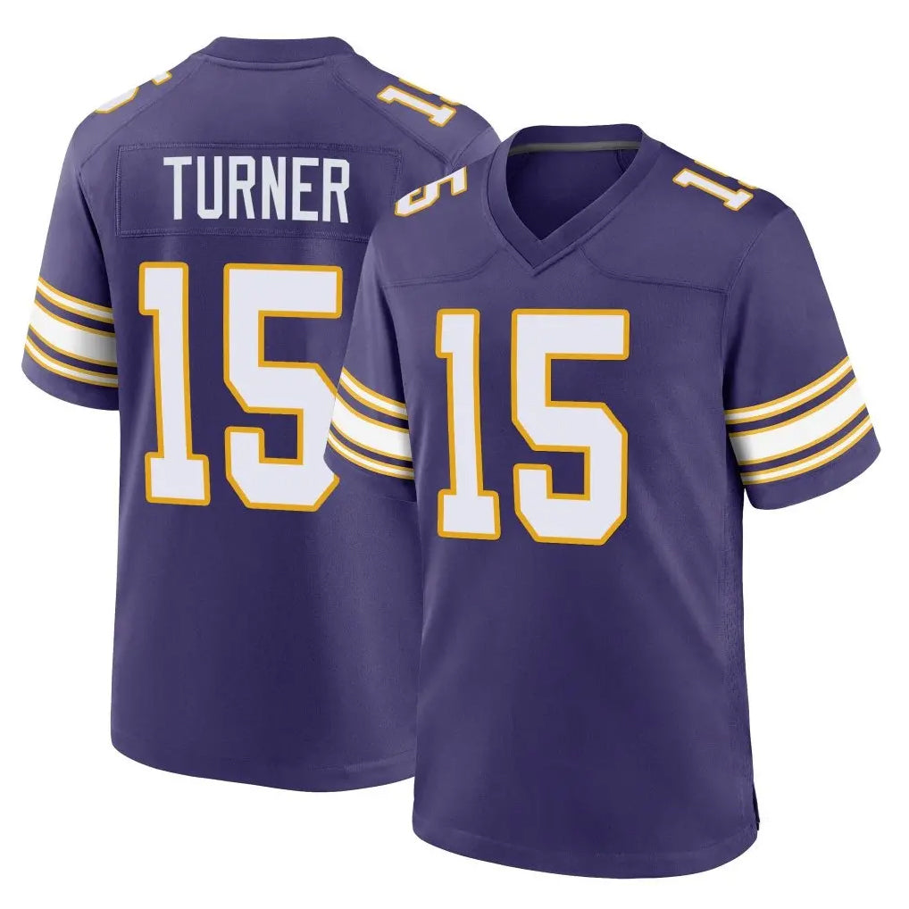 M.Vikings #15 Dallas Turner Player Purple Classic Home Game Qdoa Stitched Jerseys