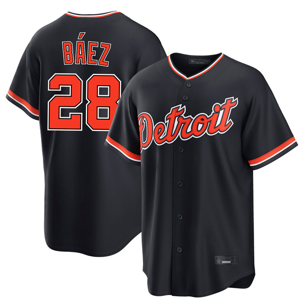 D.Tigers #28 Javier B¨¢ez Player Navy Home Game Qdoa Stitched Jerseys