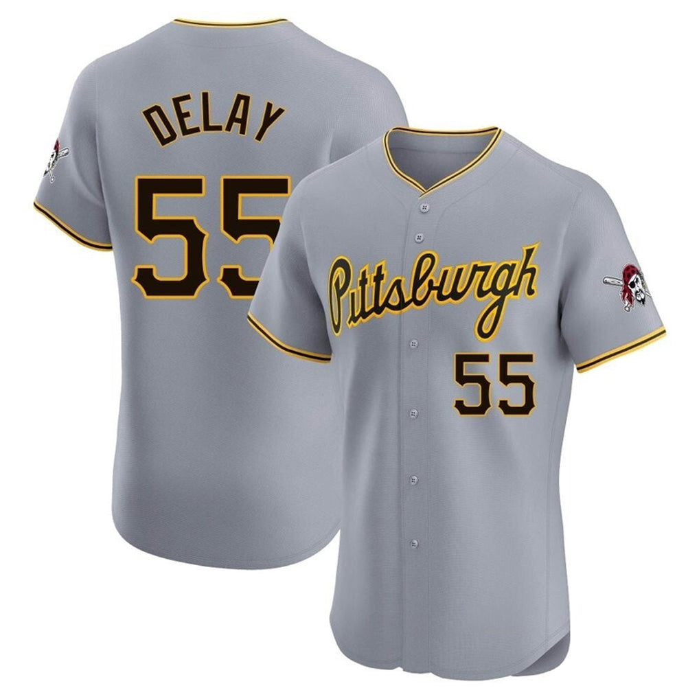 P.Pirates #55 Jason Delay Player Gray Road Home Limited Elite Qdoa Stitched Jerseys