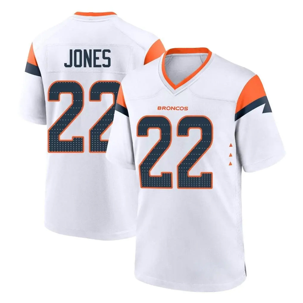 D.Broncos #22 Brandon Jones Player White Home Game Qdoa Stitched Jerseys