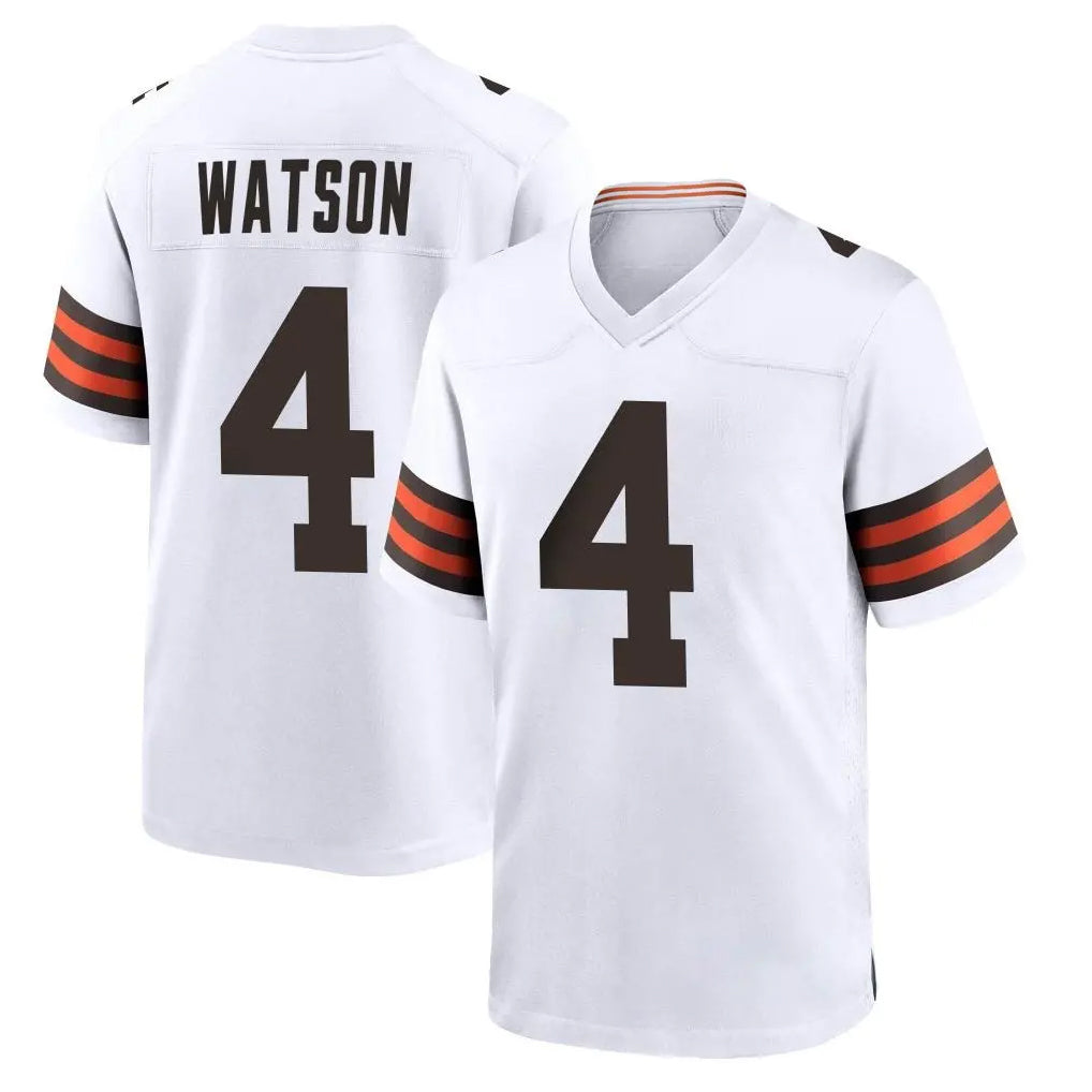 C.Browns #4 Deshaun Watson Player White Home Game Qdoa Stitched Jerseys
