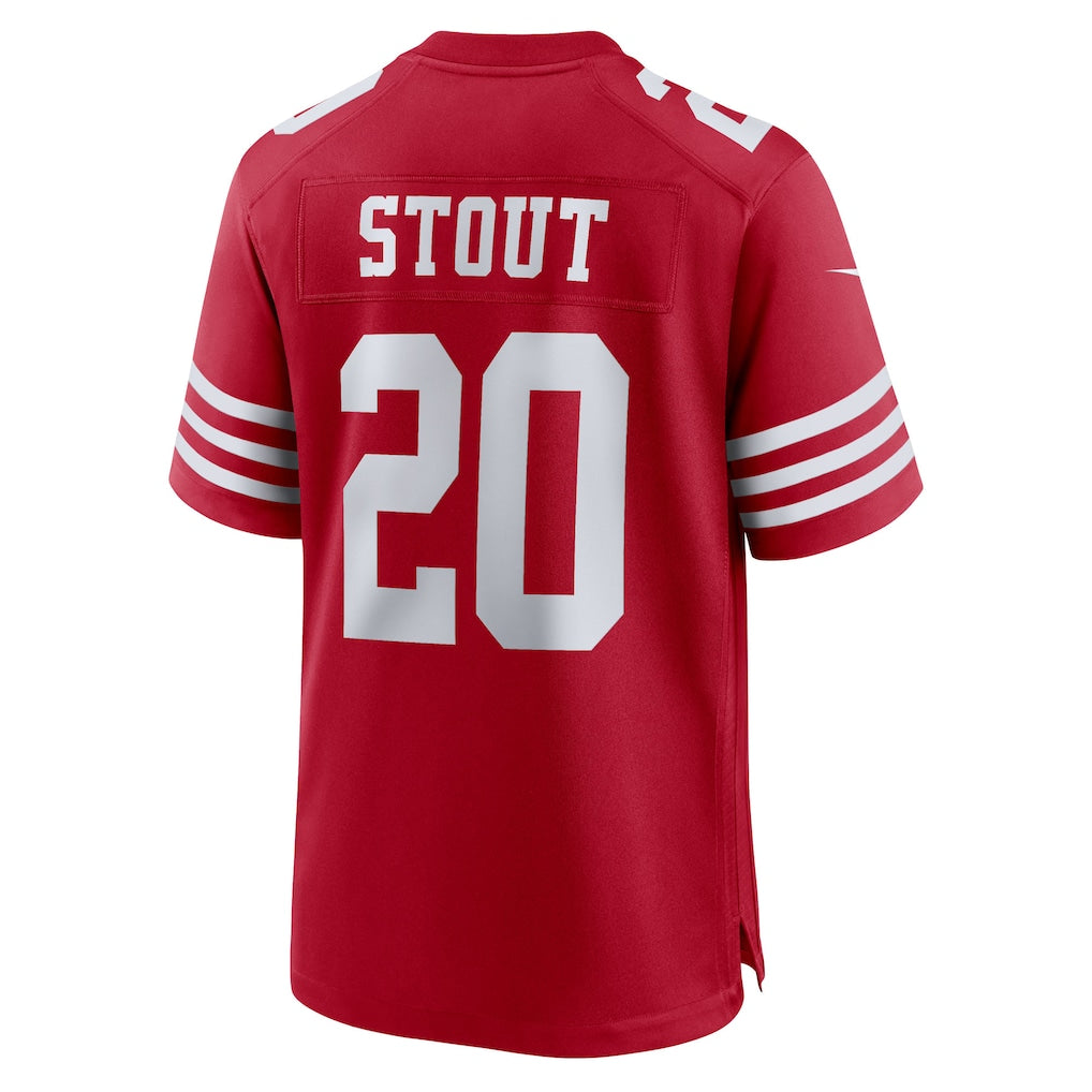 Qdoa SF.49ers #20 Upton Stout Scarlet Team Game Jersey