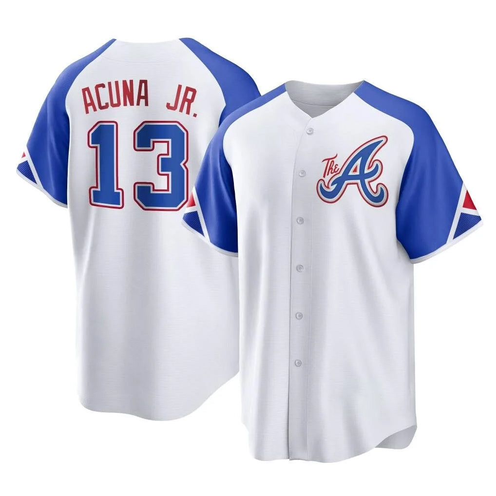 A.Braves #13 Ronald Acuna Jr Player White City Connect Home Game Qdoa Stitched Jerseys