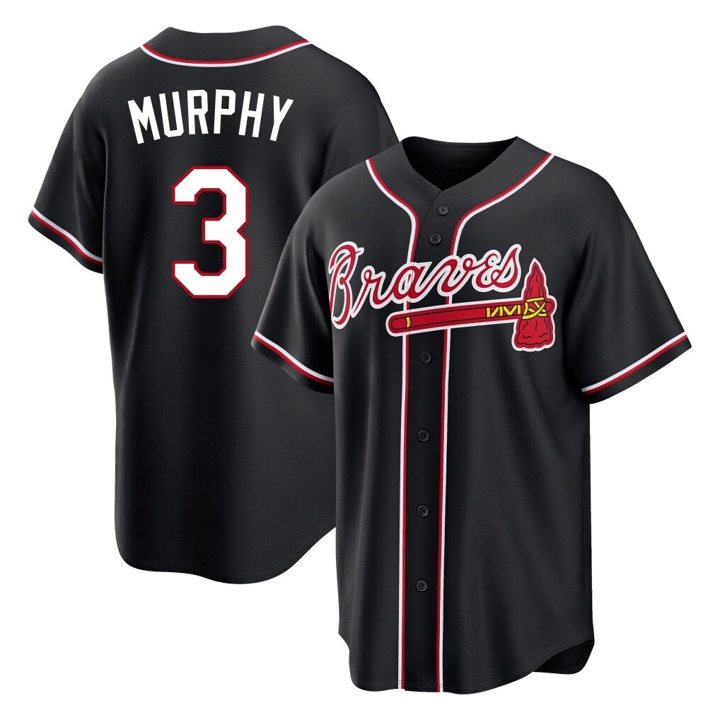 A.Braves #3 Dale Murphy Player Black Fashion Out Game Qdoa Stitched Jerseys