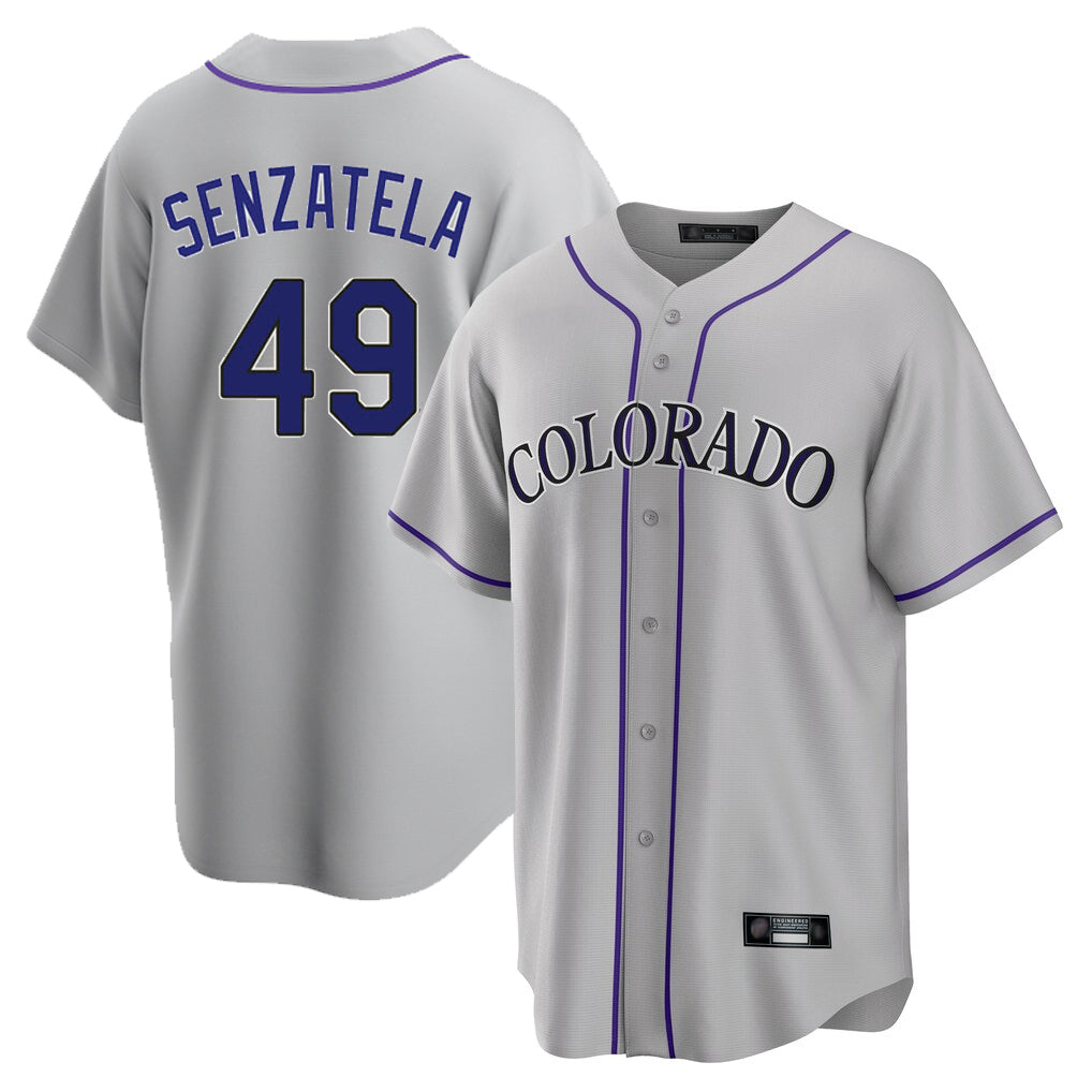 C.Rockies #49 Antonio Senzatela Player Gray Game Home Qdoa Stitched Jerseys