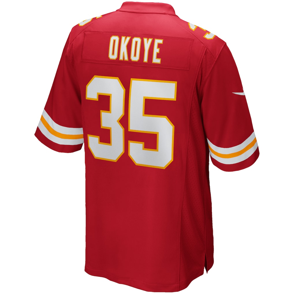Qdoa KC.Chiefs #35 Christian Okoye Red Game Retired Player Jersey