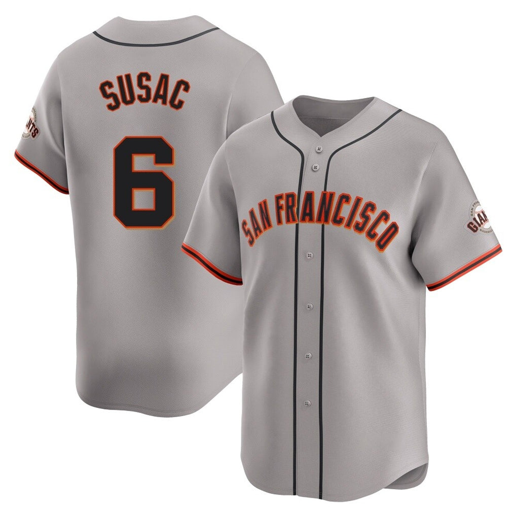 SF.Giants #6 Daniel Susac Player Gray Home Limited Qdoa Stitched Jerseys