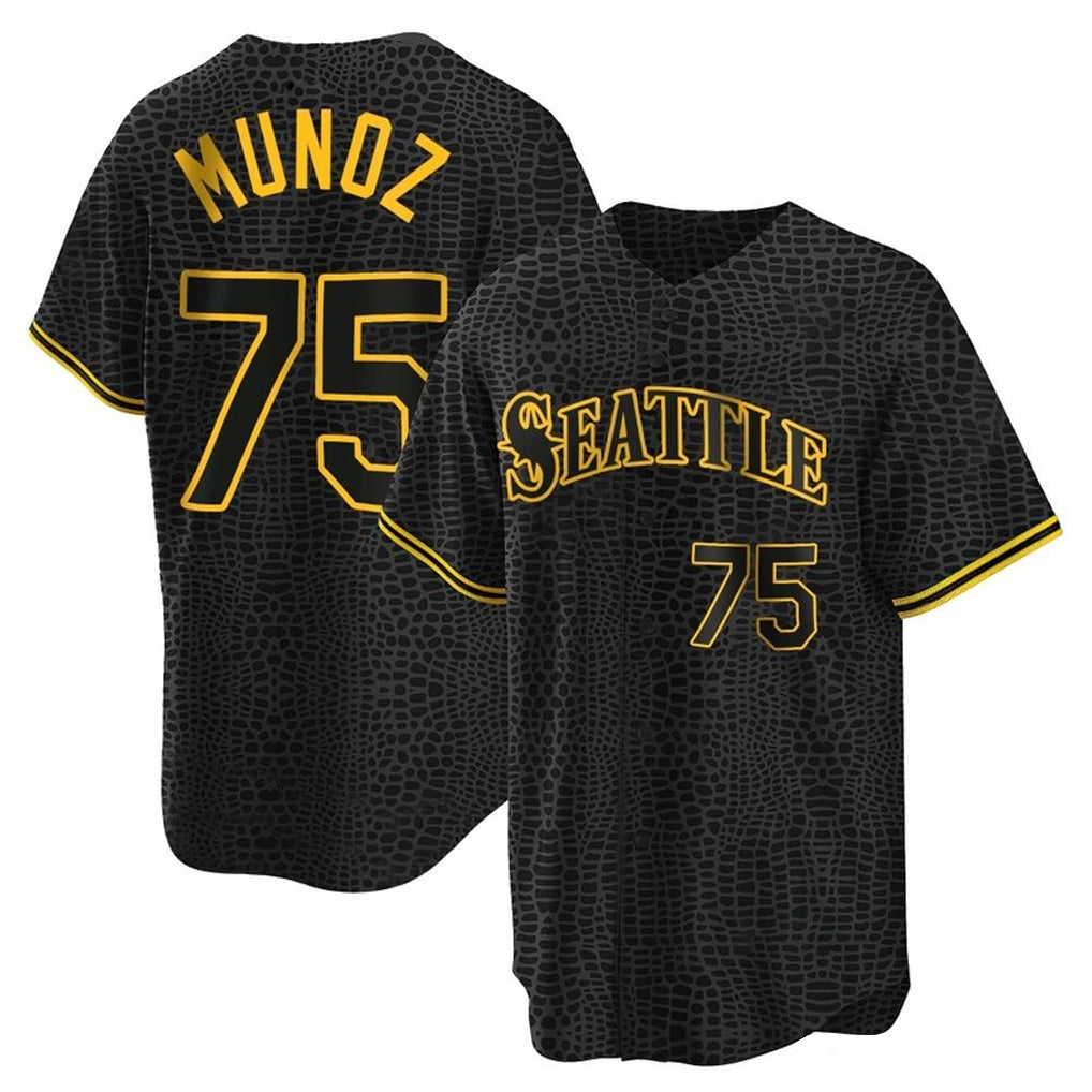 S.Mariners #75 Andres Munoz Player Black Snake Skin City Home Limited Qdoa Stitched Jerseys
