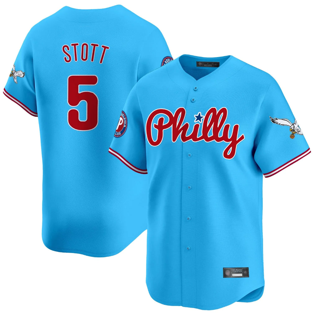 P.Phillies #5 Bryson Stott Player Light Blue Phillies & Eagles Vapor Premier Limited Qdoa Stitched Jerseys