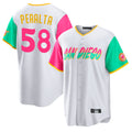 S.Diego Padres #58 Wandy Peralta Player White City Connect Home Game Qdoa Stitched Jerseys