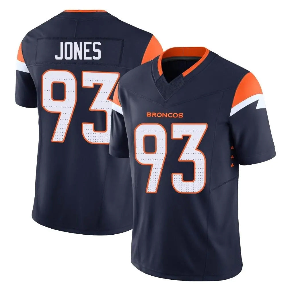 D.Broncos #93 D.J. Jones Player Navy Limited Vapor F.U.S.E. Home Game Qdoa Stitched Jerseys