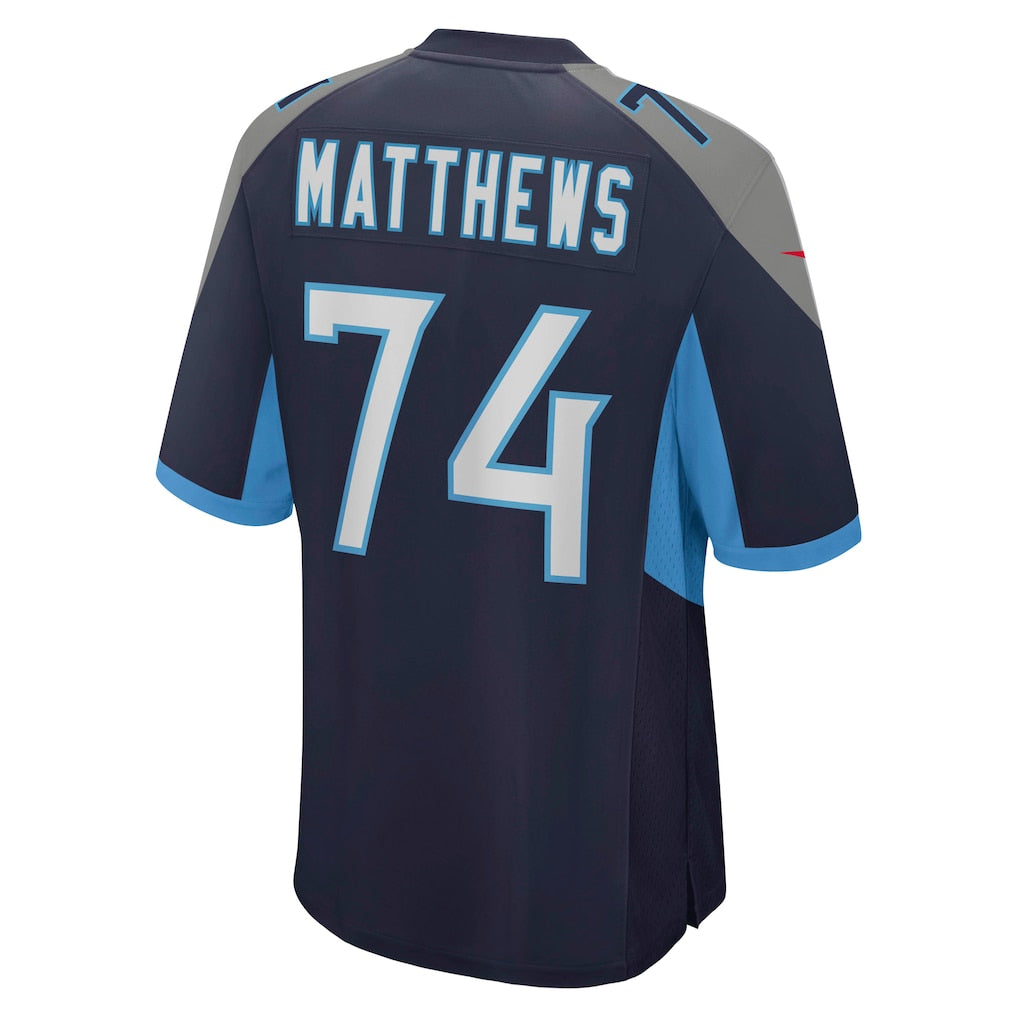 Qdoa T.Titans #74 Bruce Matthews Navy Retired Player Jersey