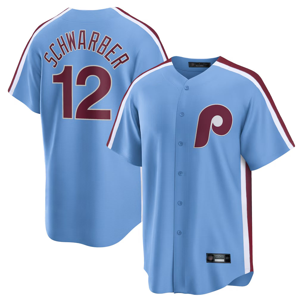 P.Phillies #12 Kyle Schwarber Player Light Blue Home Game Qdoa Stitched Jerseys
