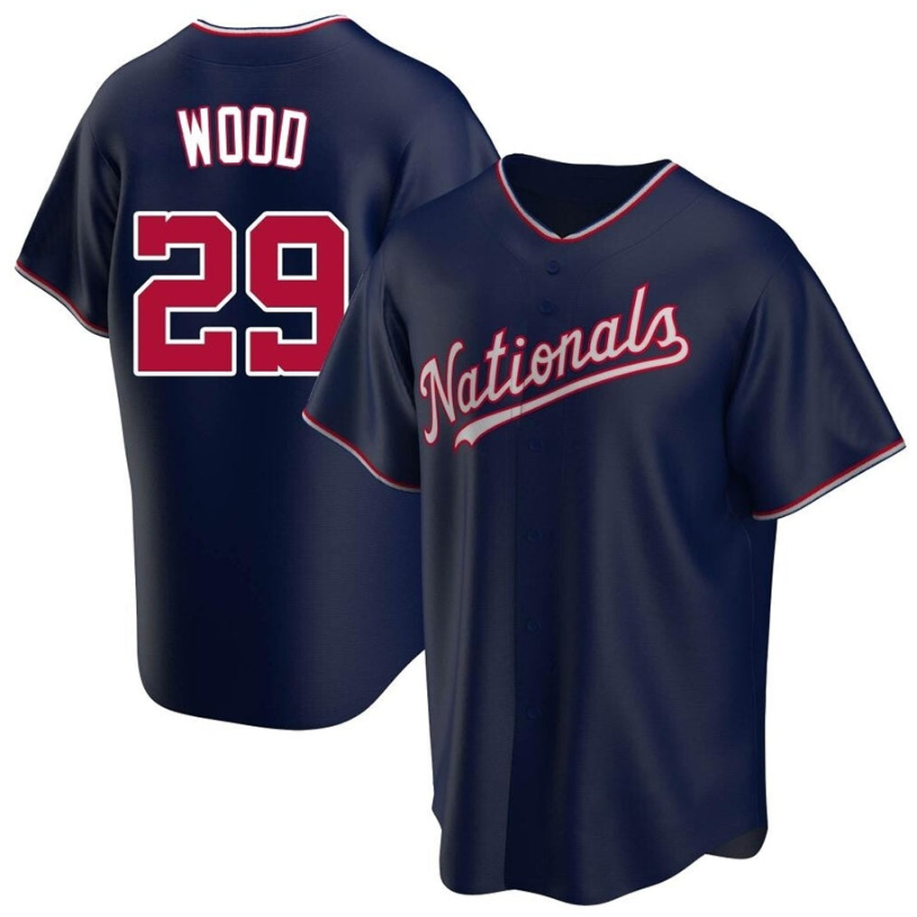W.Nationals #29 James Wood Player Navy Blue Replica Game Qdoa Stitched Jerseys