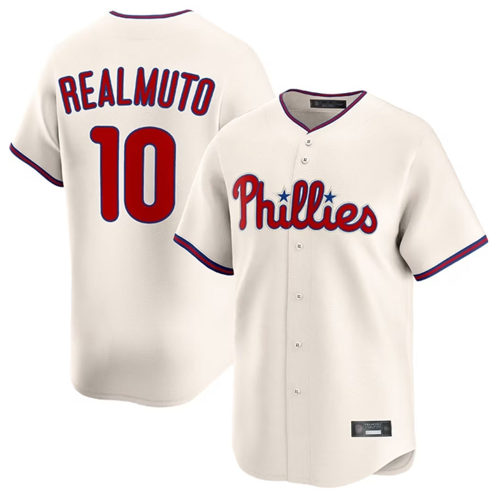 P.Phillies #10 J.T. Realmuto Player Cream Home Limited Qdoa Stitched Jerseys