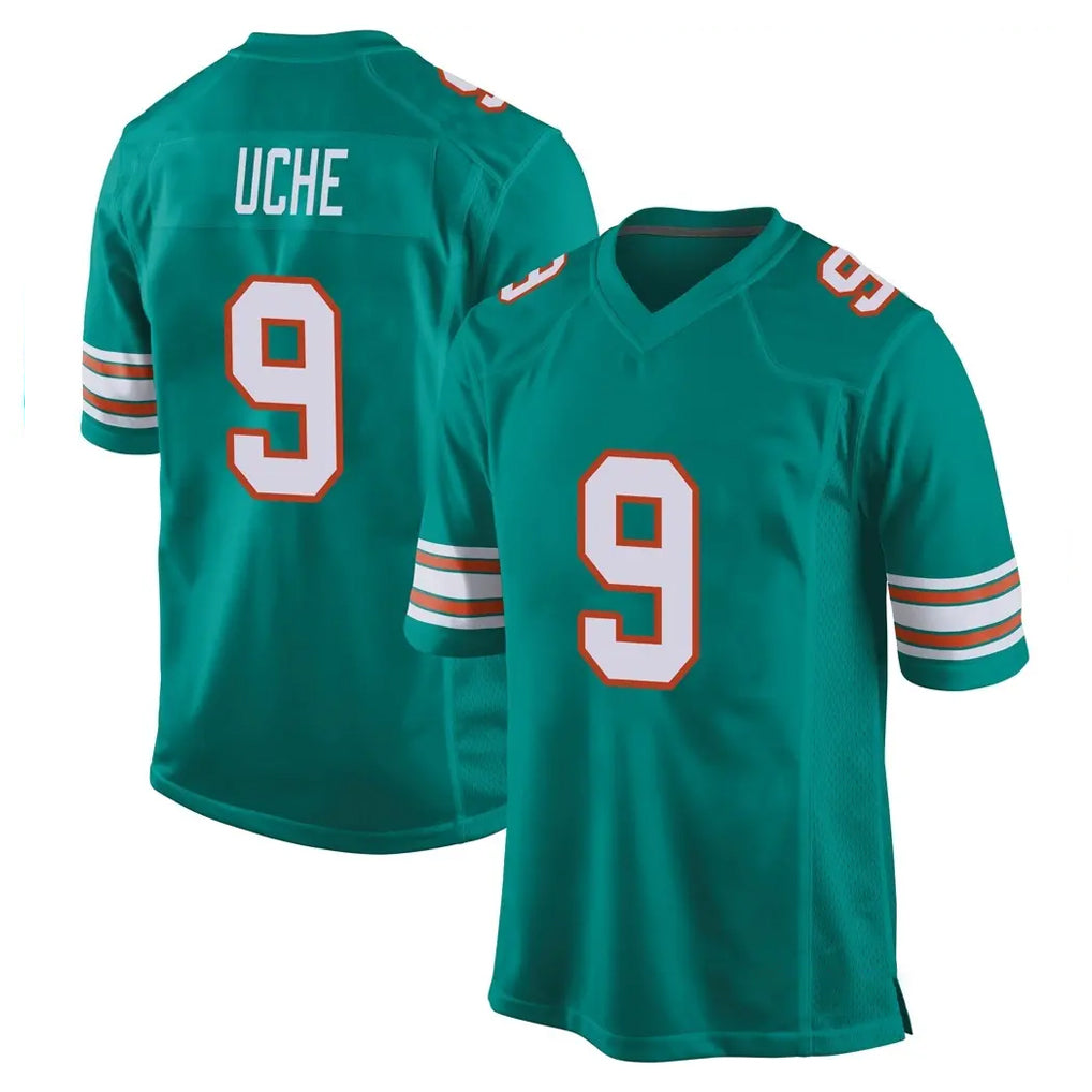 M.Dolphins #9 Joshua Uche Player Aqua Alternate Home Game Qdoa Stitched Jerseys