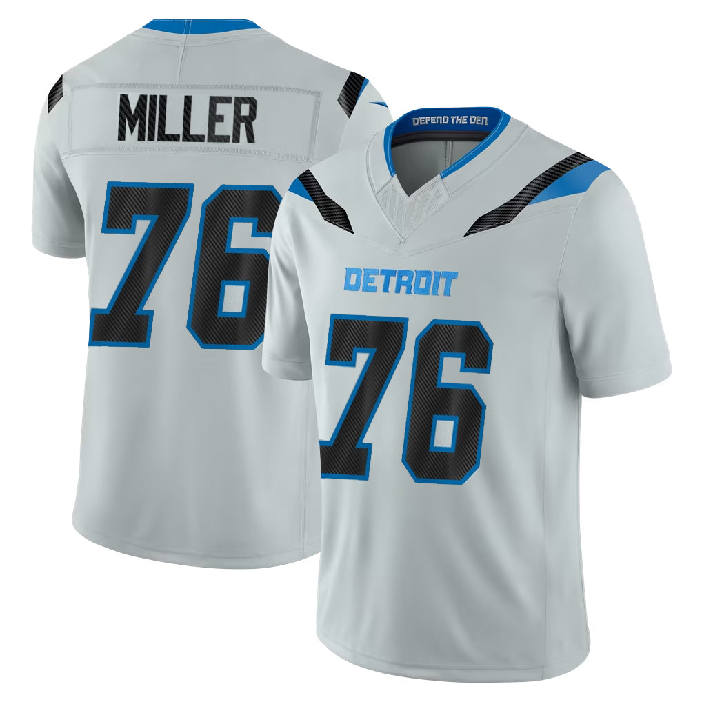 D.Lions #76 Blake Miller Player Silver Limited 2026 Rivalries Collection Home Game Qdoa Stitched Jerseys