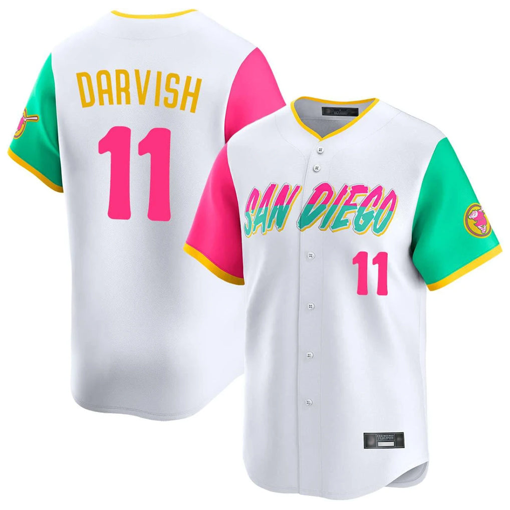 S.Diego Padres #11 Yu Darvish Player White City Connect Home Limited Qdoa Stitched Jerseys