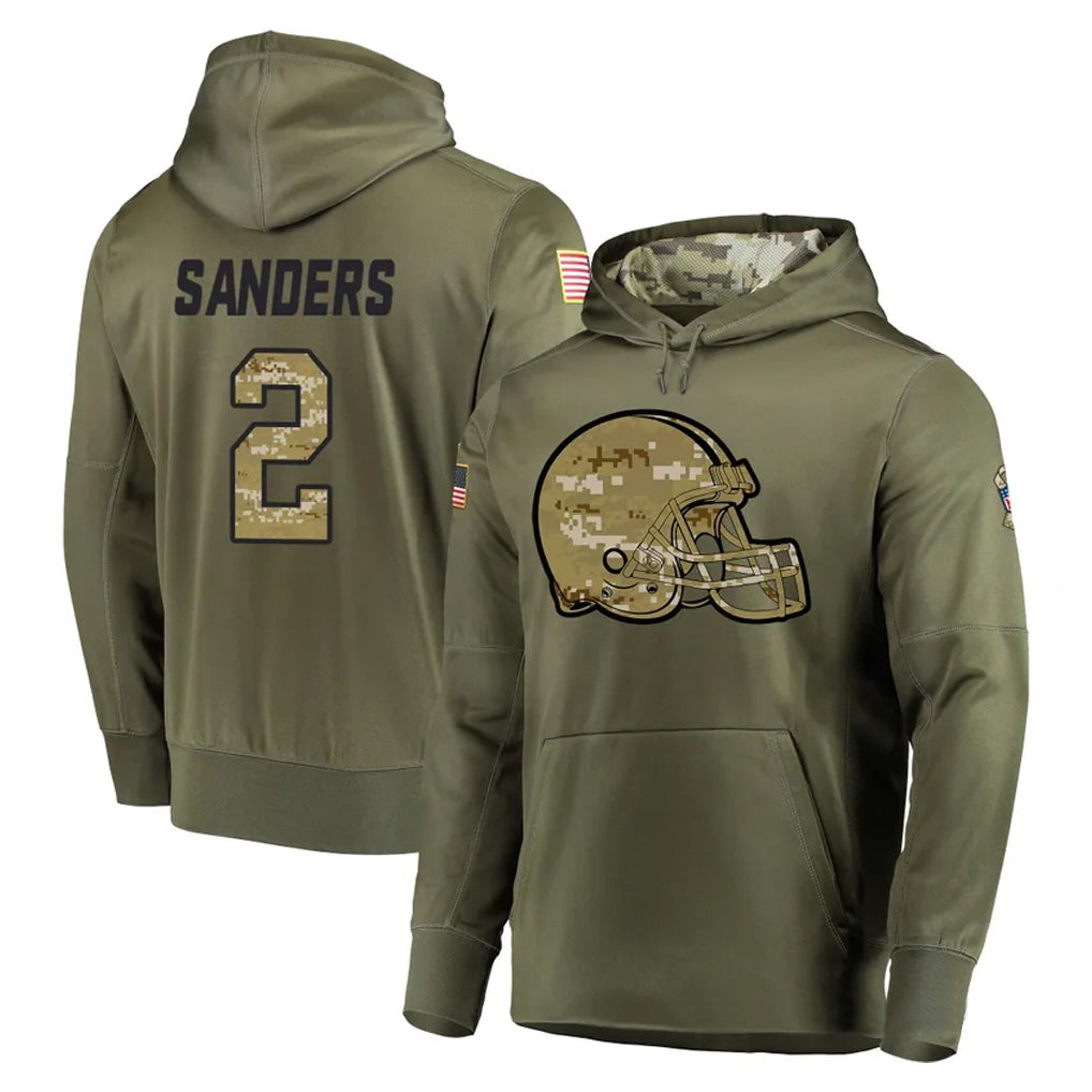 C.Browns #2 Shedeur Sanders Player Olive Salute to Service Pullover Hoodies Home Game Qdoa Stitched Jerseys