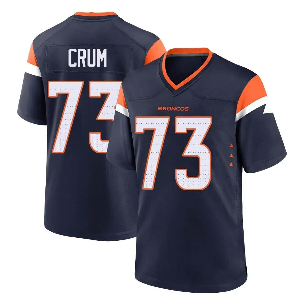 D.Broncos #73 Frank Crum Player Navy Home Game Qdoa Stitched Jerseys