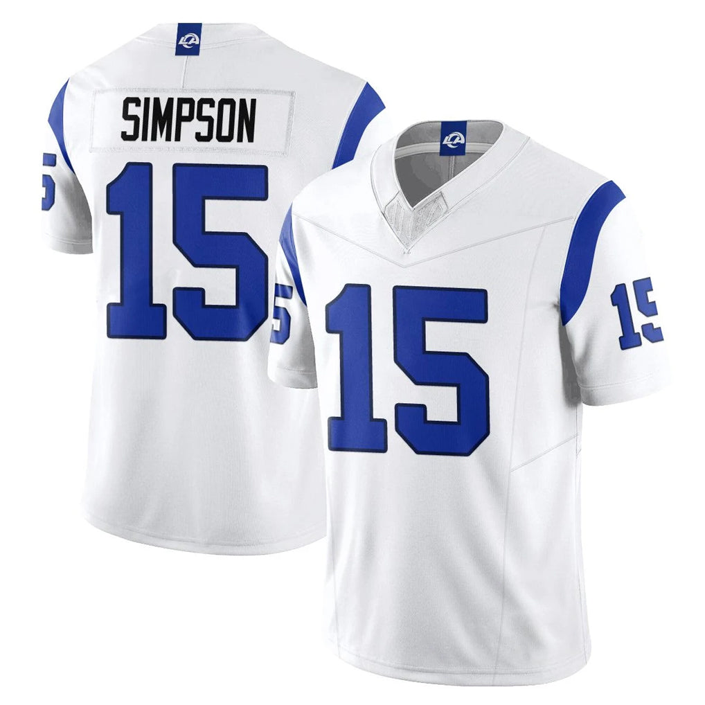 LA.Rams #15 Ty Simpson Player Fearsome White Limited Vapor F.U.S.E. Home Game Qdoa Stitched Jerseys