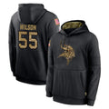 M.Vikings #55 Eric Wilson Player Black Salute to Service Hoodies Limited Game Qdoa Stitched Jerseys