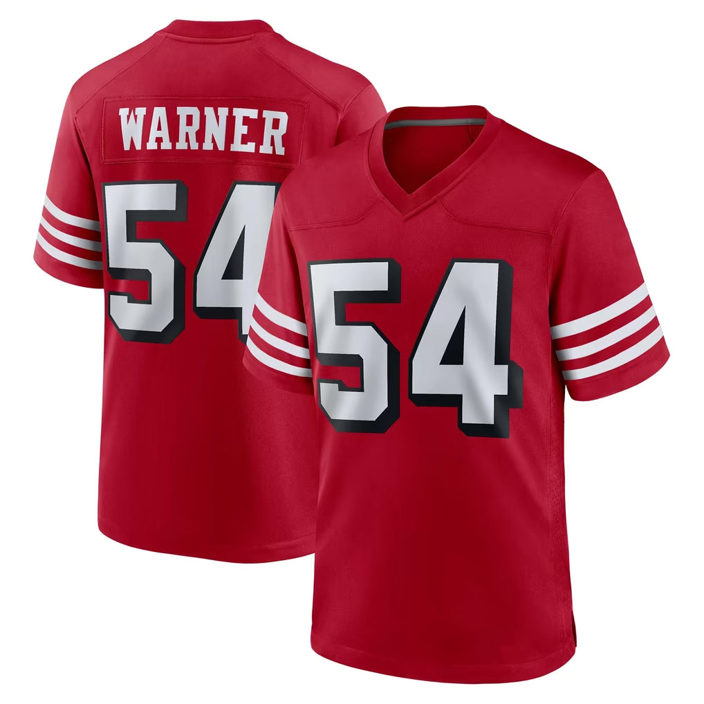 SF.49ers #54 Fred Warner Player Red Limited Alternate Home Game Qdoa Stitched Jerseys