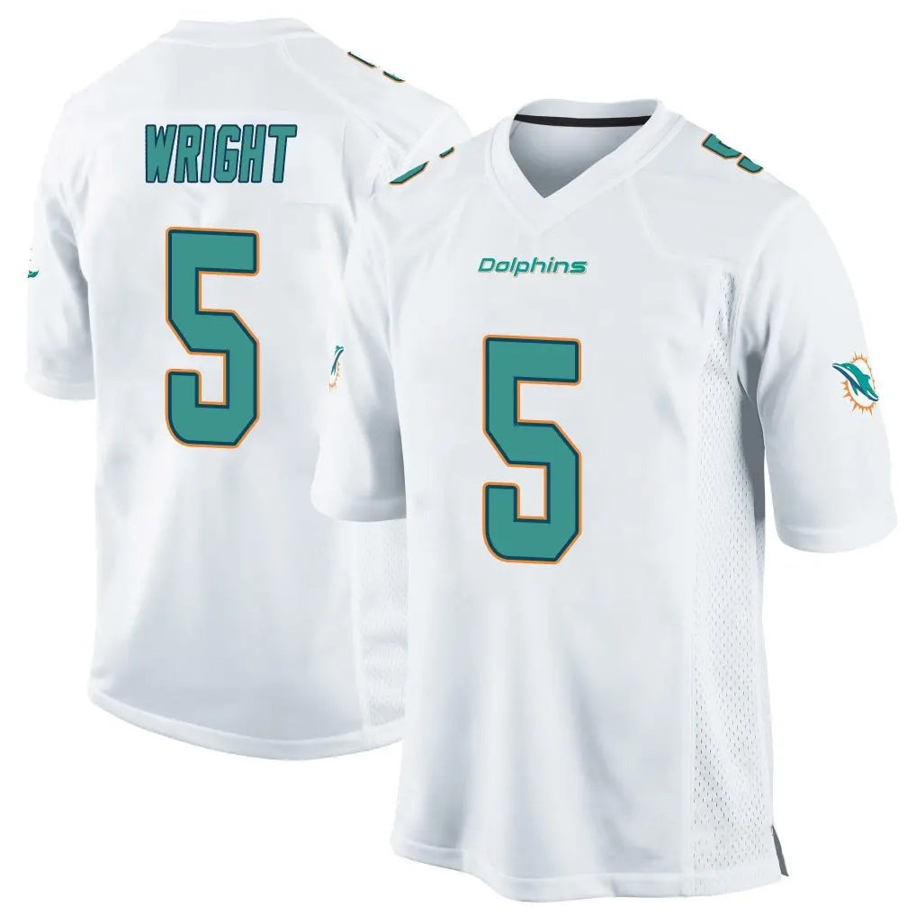M.Dolphins #5 Jaylen Wright Player White Home Game Qdoa Stitched Jerseys