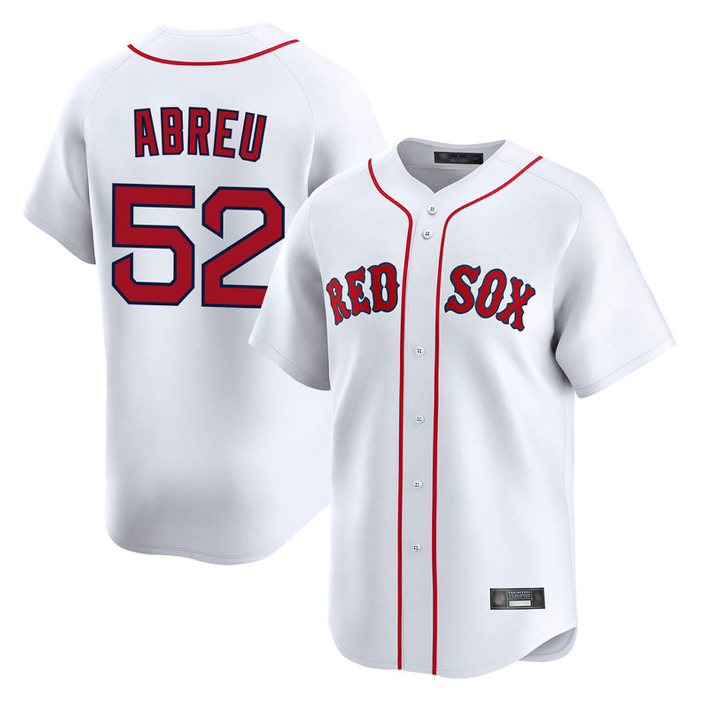 B.Red Sox #52 Wilyer Abreu Player White Limited Home Game Qdoa Stitched Jerseys