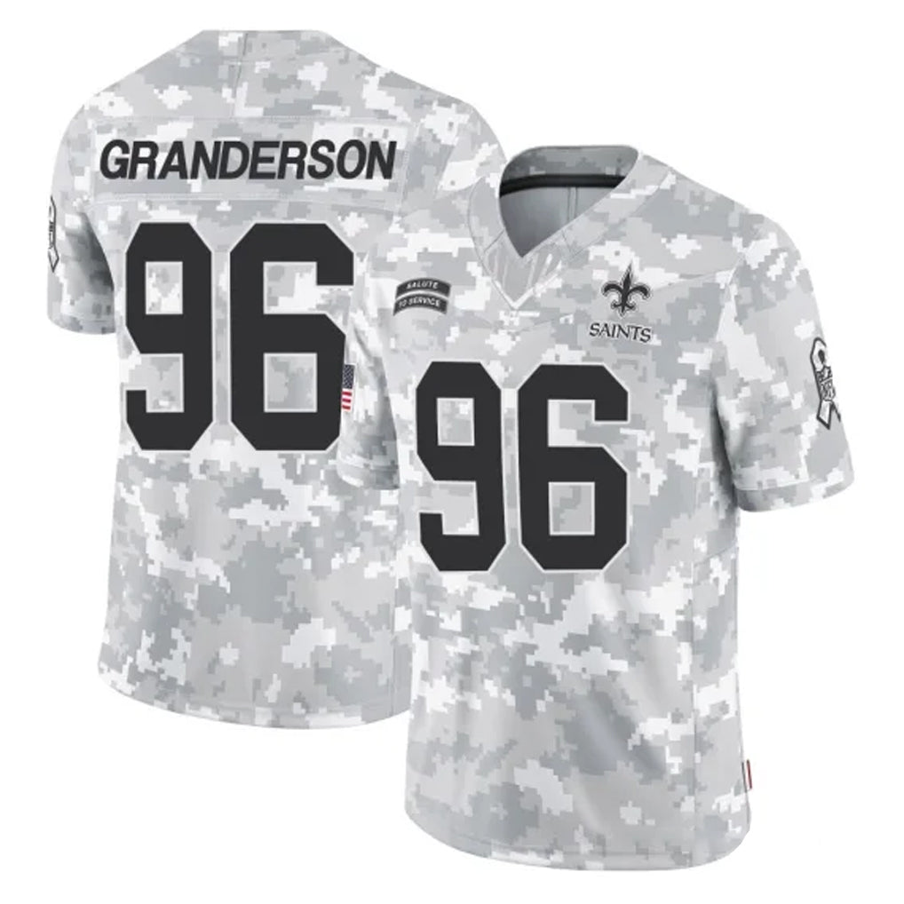 NO.Saints #96 Carl Granderson Player Arctic Camo Salute To Service Limited Game Qdoa Stitched Jerseys
